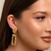 Серьги металл &laquo;Карибы&raquo;, прямоугольные, цвет золото