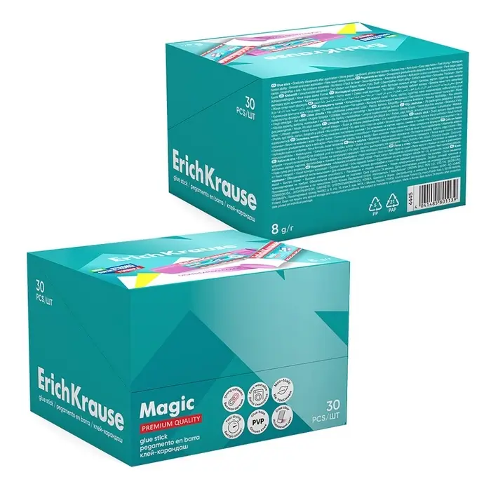 Клей-карандаш, ErichKrause Magic, PVP, с цветным индикатором, 8 г