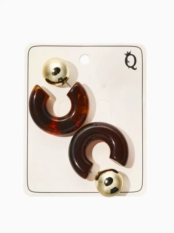 Серьги акрил &laquo;Полукольцо с бусиной №14&raquo;, коричневые в золоте