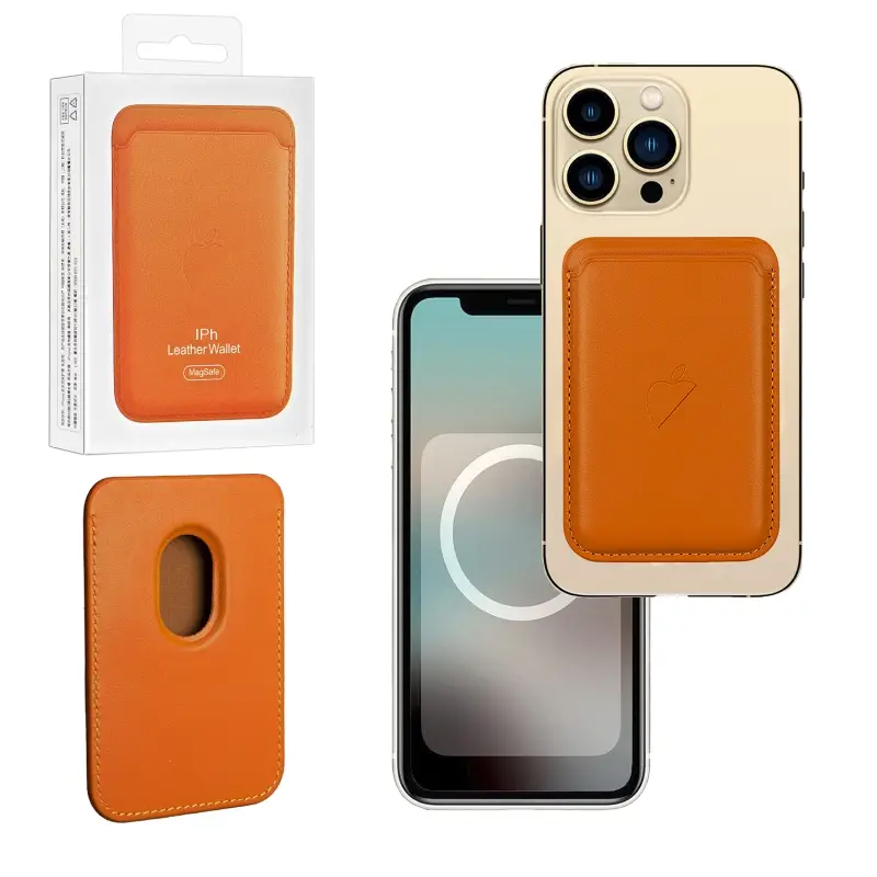 Чехол Leather Wallet Orange iPh 12 - 15 Pro Max (Анимация NFC Clear) с лого Чехол Leather Wallet Orange iPh 12 - 15 Pro Max (Анимация NFC Clear) с лого