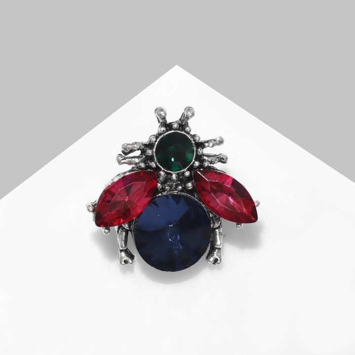 Брошь «Жук», цвет сине-розовый в чернёном серебре Брошь «Жук», цвет сине-розовый в чернёном серебре