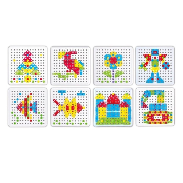 Конструктор «Болтовая мозаика: Фантазии», с отвёрткой и основанием, 180 деталей Конструктор «Болтовая мозаика: Фантазии», с отвёрткой и основанием, 180 деталей