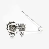Булавка &laquo;Совы&raquo; пара, 6 см, зелёная в чернёном серебре