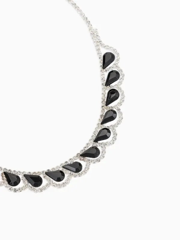 Набор 2 предмета: серьги, колье &laquo;Листопад&raquo;, капли, чёрно-белый в серебре, 45 см