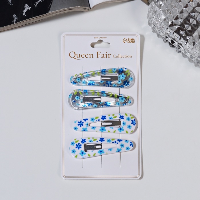 Невидимка для волос  Невидимка для волос "Глория" (набор 4 шт) цветы, 5 см