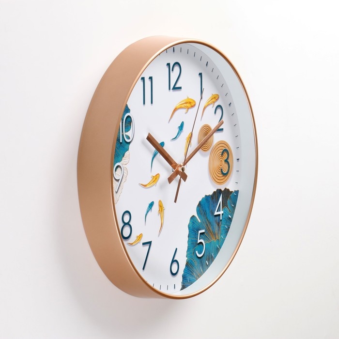 Часы настенные интерьерные Часы настенные интерьерные "Рыбки", бесшумные, d-30 см