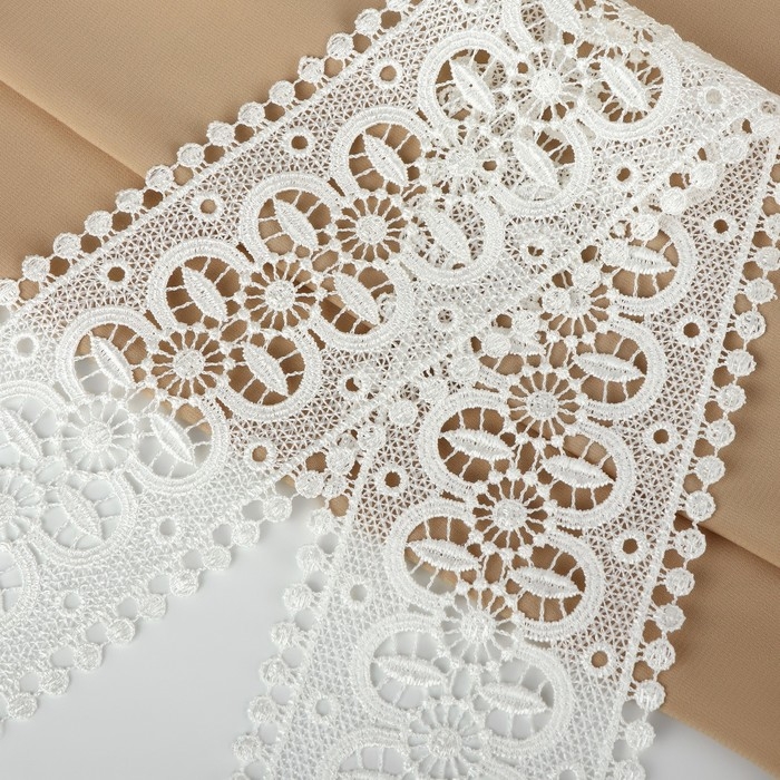 Кружево гипюровое, 83 мм × 11 ± 1 м, цвет айори Кружево гипюровое, 83 мм × 11 ± 1 м, цвет айори