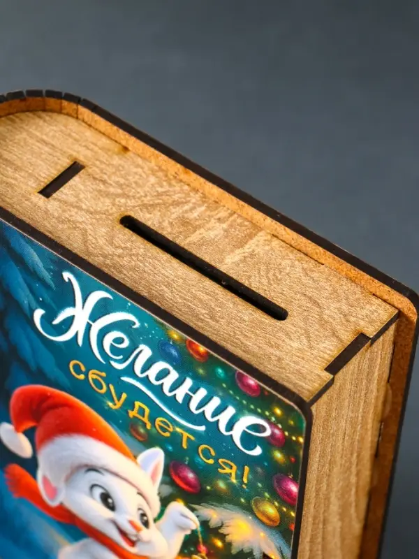 Новогодняя копилка-шкатулка "Желание сбудется" 14х12х5 см