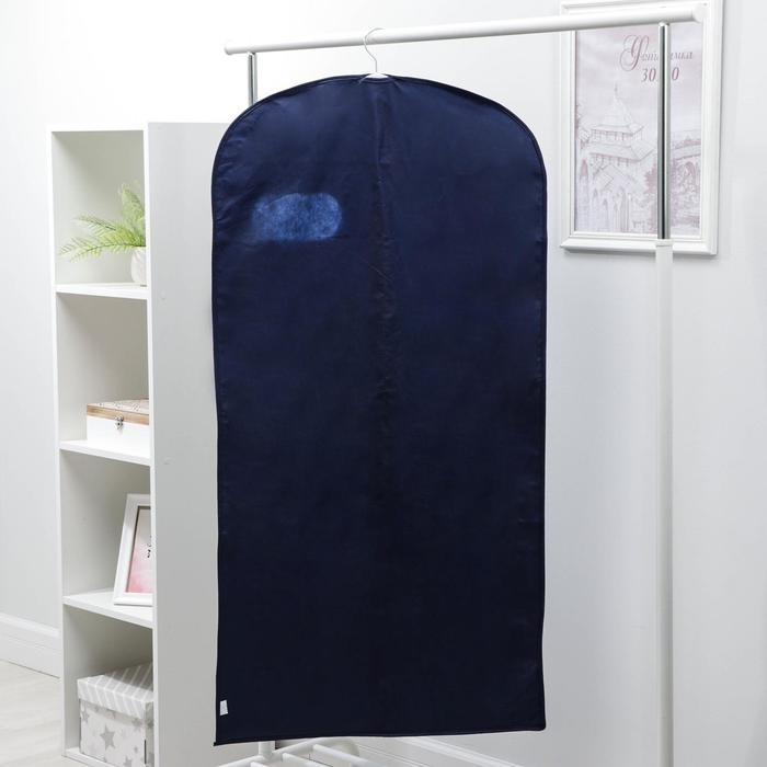 Чехол для одежды с окном, 60×120 см, спанбонд, цвет синий Чехол для одежды с окном, 60×120 см, спанбонд, цвет синий