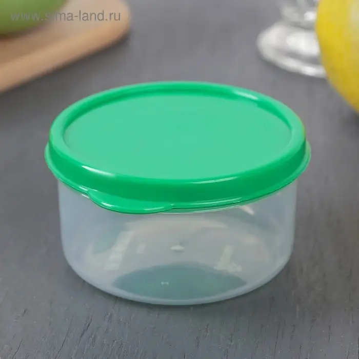 Контейнер круглый Доляна, пищевой, 150 мл, прозрачный, крышка зелёная Контейнер круглый Доляна, пищевой, 150 мл, прозрачный, крышка зелёная