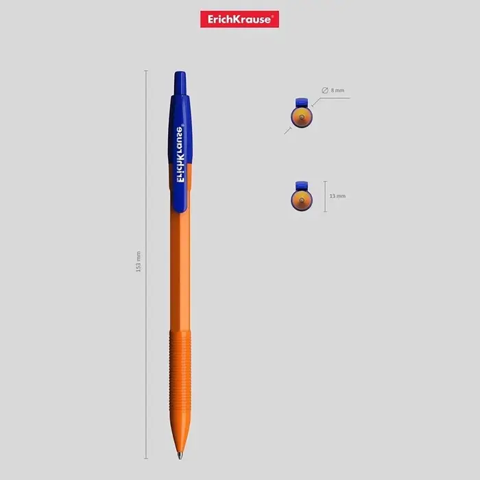 Ручка шариковая ErichKrause R-301 Matic Orange, узел 0.7 мм, автоматическая, стержень синий Ручка шариковая ErichKrause R-301 Matic Orange, узел 0.7 мм, автоматическая, стержень синий