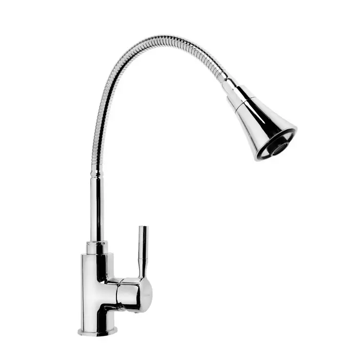 Смеситель для кухни Accoona A4890-4, однорычажный, гибкий излив, с гайкой, 2 режима, хром Смеситель для кухни Accoona A4890-4, однорычажный, гибкий излив, с гайкой, 2 режима, хром