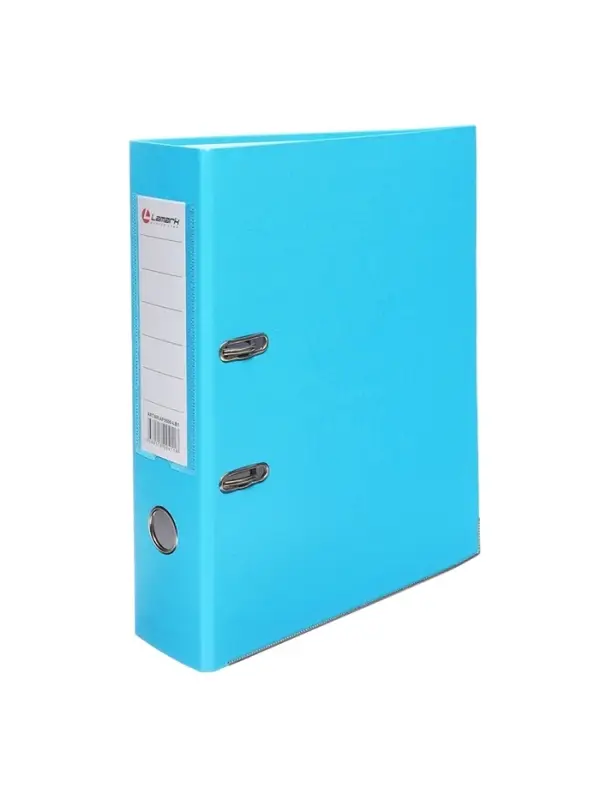 Папка-регистратор А4, 75 мм, ПВХ, тиснение &laquo;лен&raquo;, металлическая окантовка, карман на корешок, собранная, голубая, в оттенке МИКС