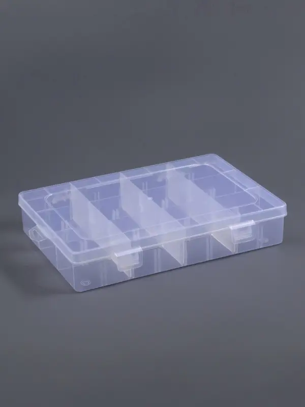 Органайзер для хранения мелочей, передвижные перегородки, 12 секций, 19.5&times;13&times;3.6 см, прозрачный