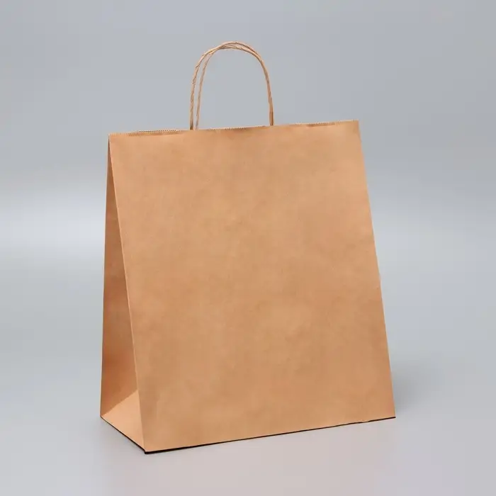 Пакет крафт без печати, крученая ручка, 28×15×32 см Пакет крафт без печати, крученая ручка, 28×15×32 см