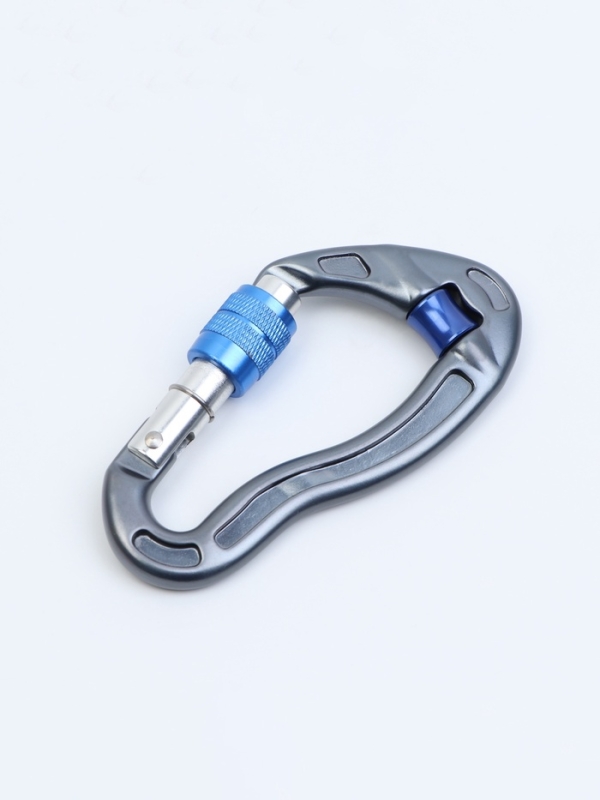 Карабин с роликом для альпинизма, с муфтой, серо-голубой, 10.8 см, 25 KN