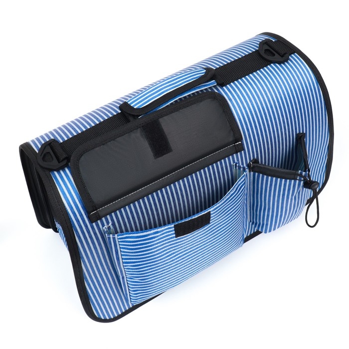 Сумка-переноска с органайзером в полоску, размер М (44,5 х 22 х 27 см), голубой Сумка-переноска с органайзером в полоску, размер М (44,5 х 22 х 27 см), голубой