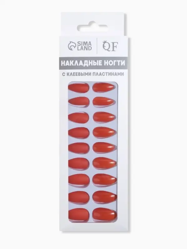Накладные ногти, 24 шт., с клеевыми пластинами, форма миндаль, красные Накладные ногти, 24 шт., с клеевыми пластинами, форма миндаль, красные
