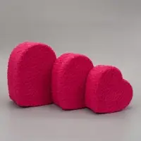 Набор подарочных коробок 3 в 1 сердца, красный, плюшевая поверхность, L：30&times;27.5&times;12 см M：25.5&times;23.5&times;10 см S:20.7&times;19.5&times;8 см