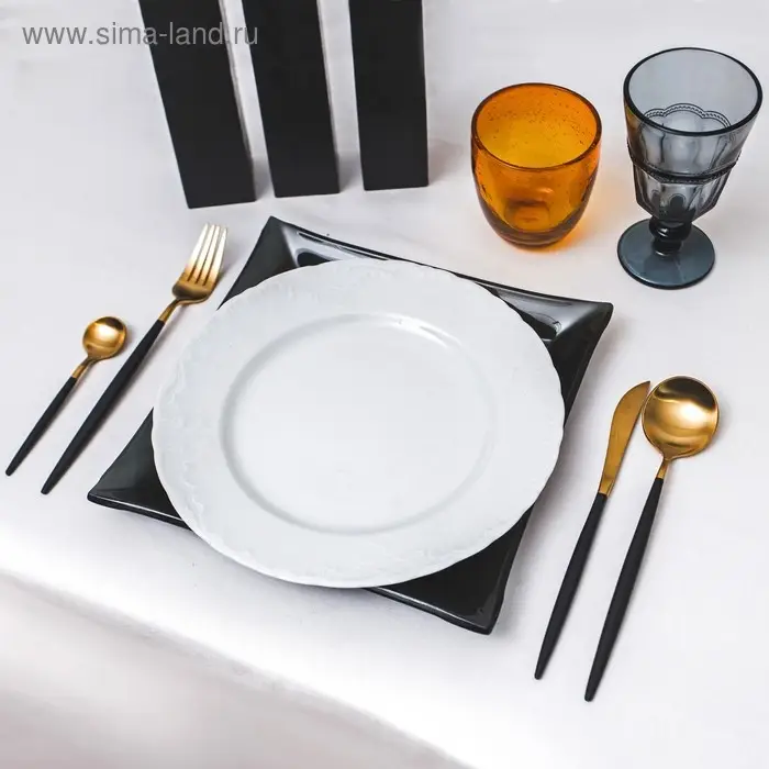 Столовые приборы Magistro &laquo;Фолк&raquo;, 4 предмета, нержавеющая сталь, золотистые, чёрные