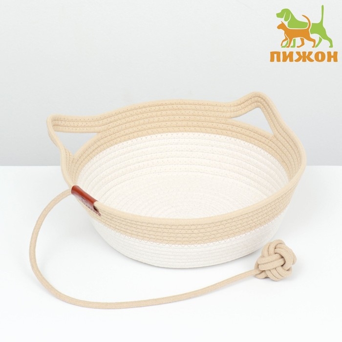 Экологичный лежак для животных (хлобчатобумажный) 35х35х12 см, вес до 5 кг,бело-бежевый Экологичный лежак для животных (хлобчатобумажный) 35х35х12 см, вес до 5 кг,бело-бежевый