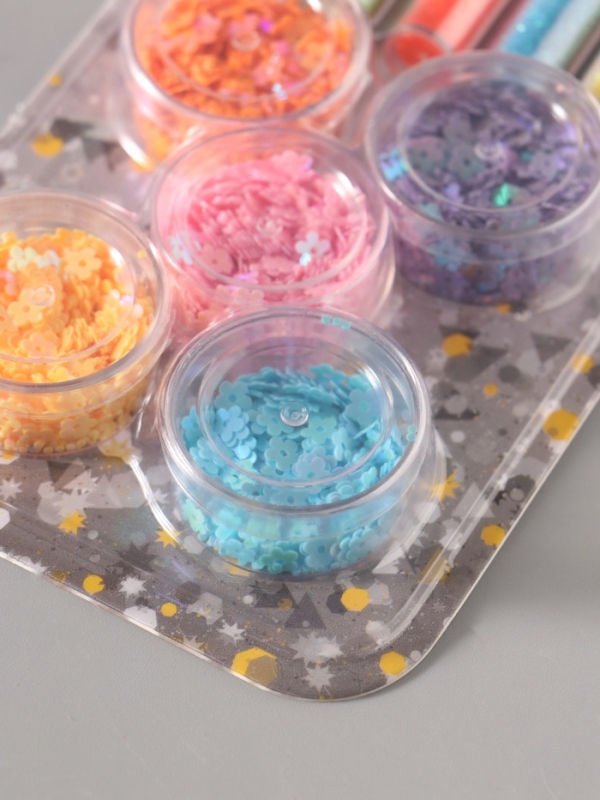 Глиттер Глиттер "Пудра и цветочки" неон набор 5х6 гр и 5х5 гр 21,4х9,3 см