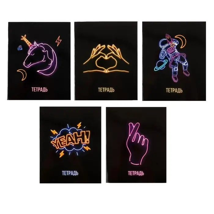 Тетрадь 48 листов в клетку, Calligrata, Neon, МИКС