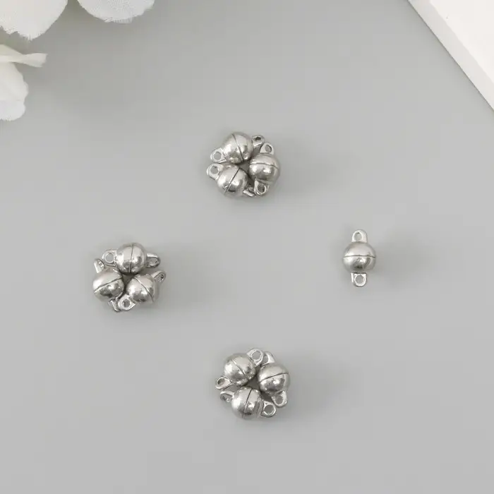 Застёжка магнитная металл "Шарик" серебро 0,6х1,1х0,6 см (набор 2 половинки)