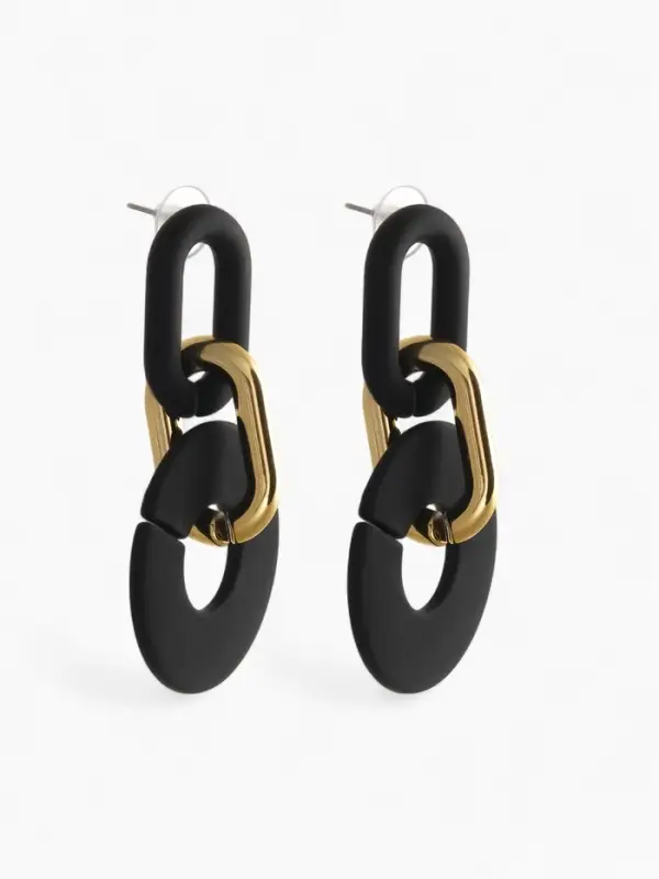 Серьги металл &laquo;Цепь&raquo; кольца, 3 звена, цвет золотисто-чёрный