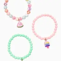 Браслет детский набор 3 шт. "Выбражулька" фрукты, бусины кракелюр, цвет МИКС