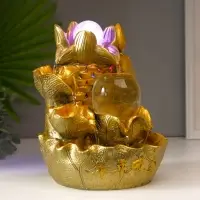 Фонтан настольный с подсветкой &laquo;Золотой карп и лотосы&raquo;, от сети, золото, 26&times;18&times;17 см