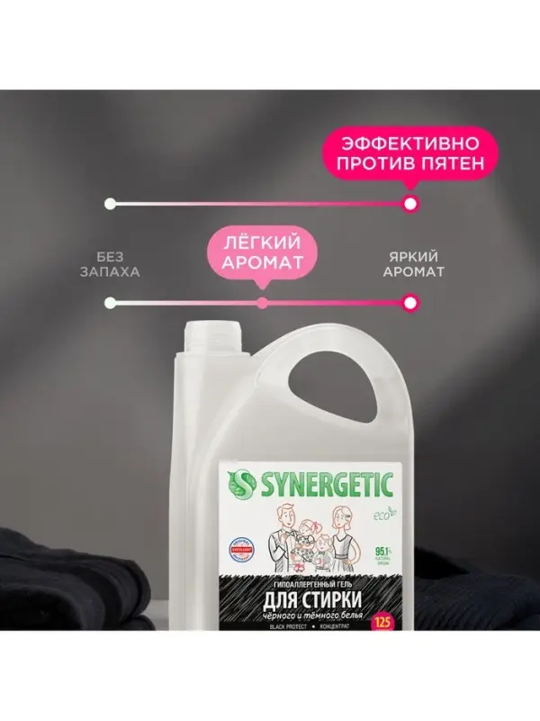 Гель для стирки Synergetic Black protect, 3.75 л
