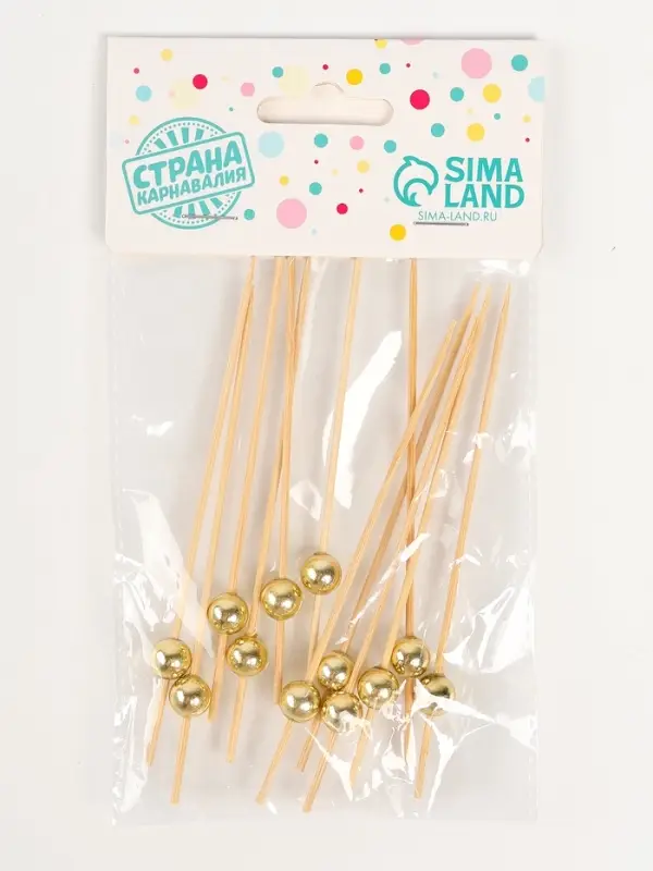 Шпажки деревянные Шпажки деревянные "Жемчужина" , 12 см, набор 12 шт цвет золото