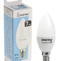 Лампа светодиодная Smartbuy, E14, C37, 7 Вт, 6000 К, свечение холодное белое