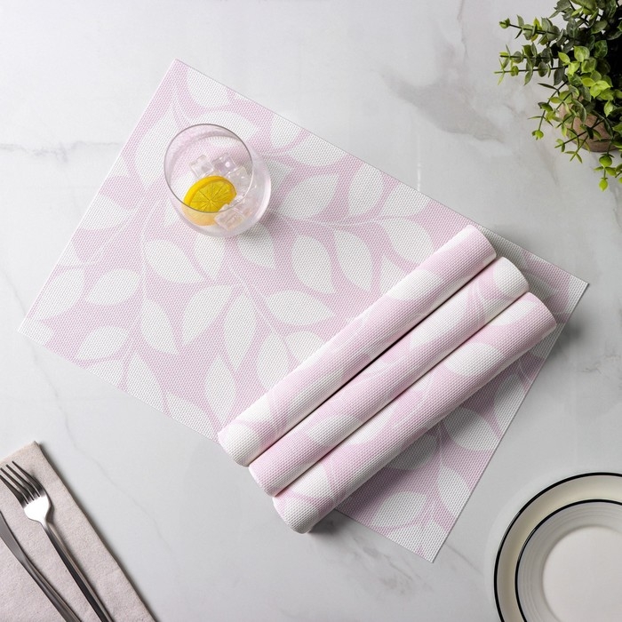 Салфетки сервировочные на стол Доляна «Розовое настроение», 4 шт, 45×30 см, цвет розовый