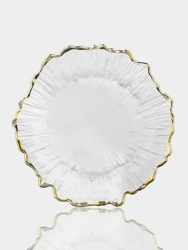 Тарелка десертная "Сияние" 21х2 см, золотой обод, прозрачная