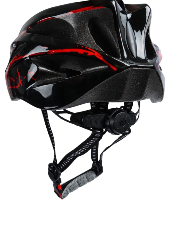 Шлем велосипедиста, L, чёрный с красными вставками Шлем велосипедиста, L, чёрный с красными вставками