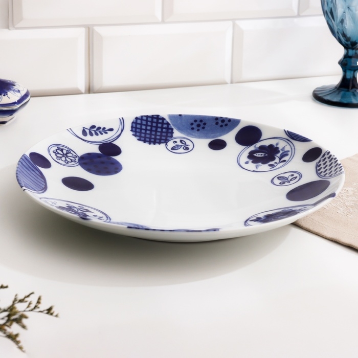 Тарелка Тарелка "Романс мозаика", д-270мм, нео гжель