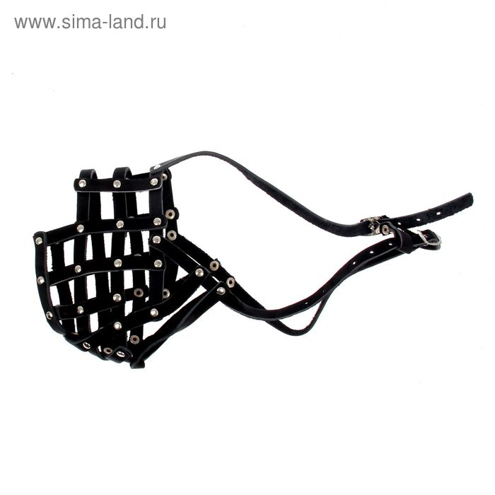 Намордник кожаный сетчатый с перемычкой №5, кавказская овчарка, дог, ОМ 42 см чёрный Намордник кожаный сетчатый с перемычкой №5, кавказская овчарка, дог, ОМ 42 см чёрный