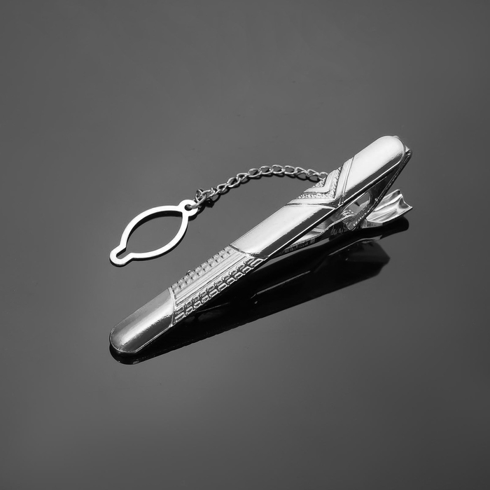 Зажим для галстука стальной «Классический» галкой, цвет серебро