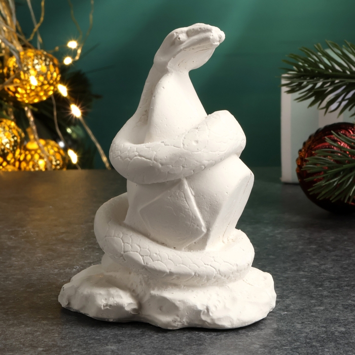 Новый год. Символ 2025. Фигура для раскраски  Новый год. Символ 2025. Фигура для раскраски "Змея на камне", 9х7х5см