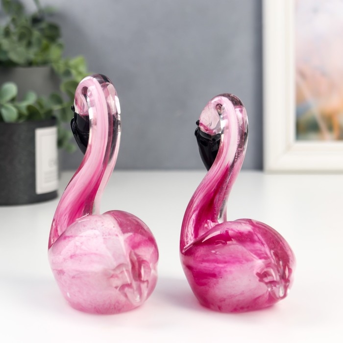 Сувенир стекло Сувенир стекло "Фламинго" под муранское стекло набор 2 шт 12х6х20 см