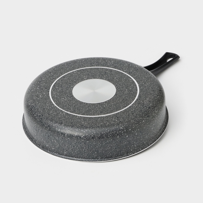 Сотейник Granit, d=28 см, с антипригарным покрытием, стеклянная крышка, цвет серый