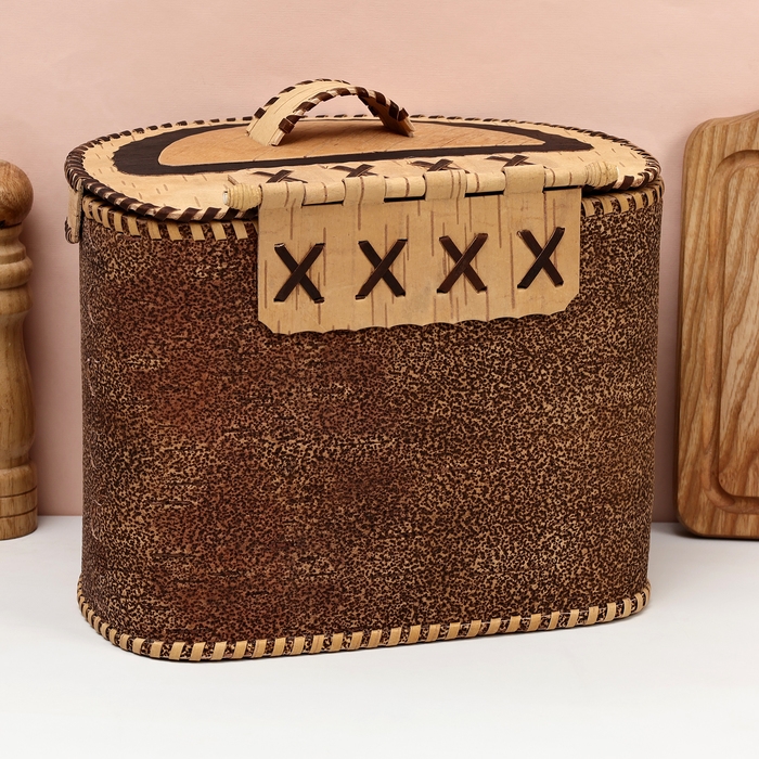 Хлебница Хлебница "Богатыри", на шарнире, 28х21х24 см, береста