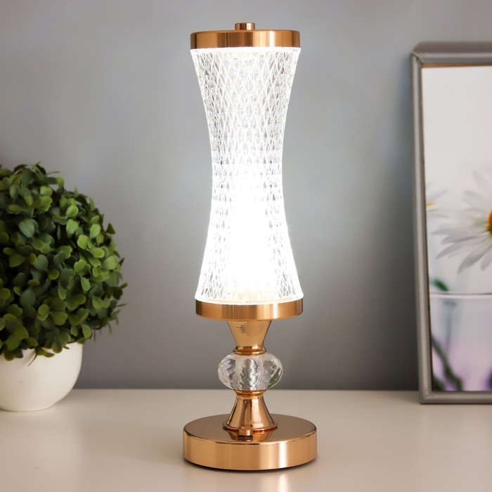 Настольная лампа сенсорная Настольная лампа сенсорная "Билди" LED 3Вт 3000-6000К USB АКБ диммер золото 9,5х9,5х29,5 см 102220