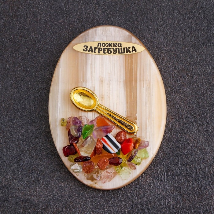 Магнит Магнит "Ложка загребушка", селенит, металл, минералы, 5,1 х 3,5 см