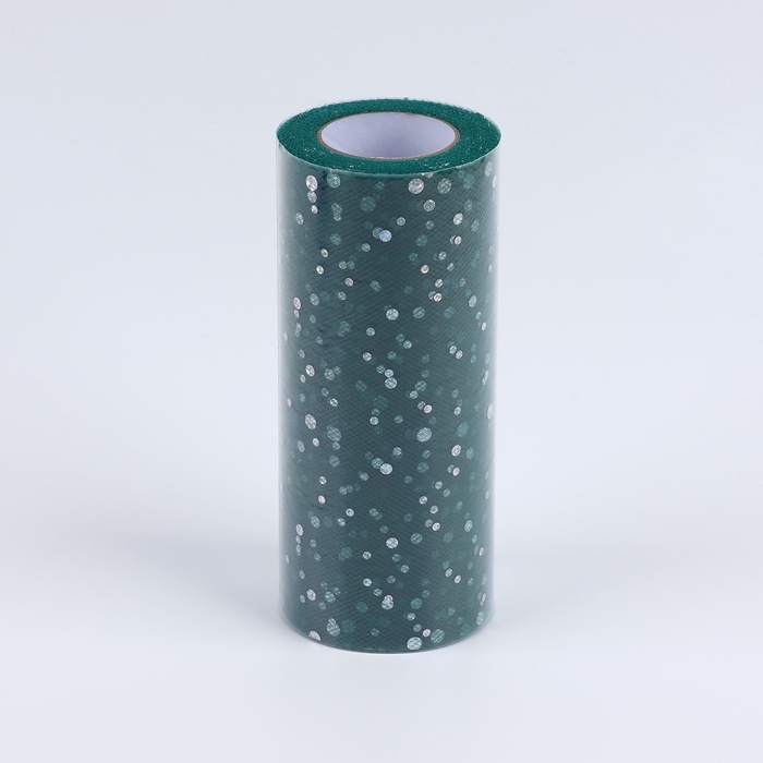 Фатин с блёстками, 15 см, 11 ± 1 г/кв.м, 23 ± 1 м, цвет тёмно-зелёный №59 Фатин с блёстками, 15 см, 11 ± 1 г/кв.м, 23 ± 1 м, цвет тёмно-зелёный №59