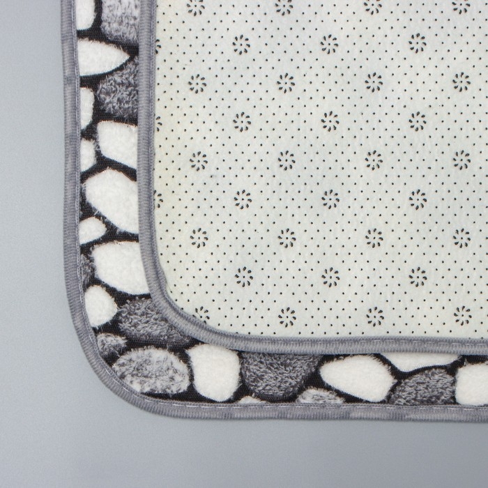 Набор ковриков для ванной и туалета Доляна «Галька», 2 шт, 40×49 см, 50×80 см