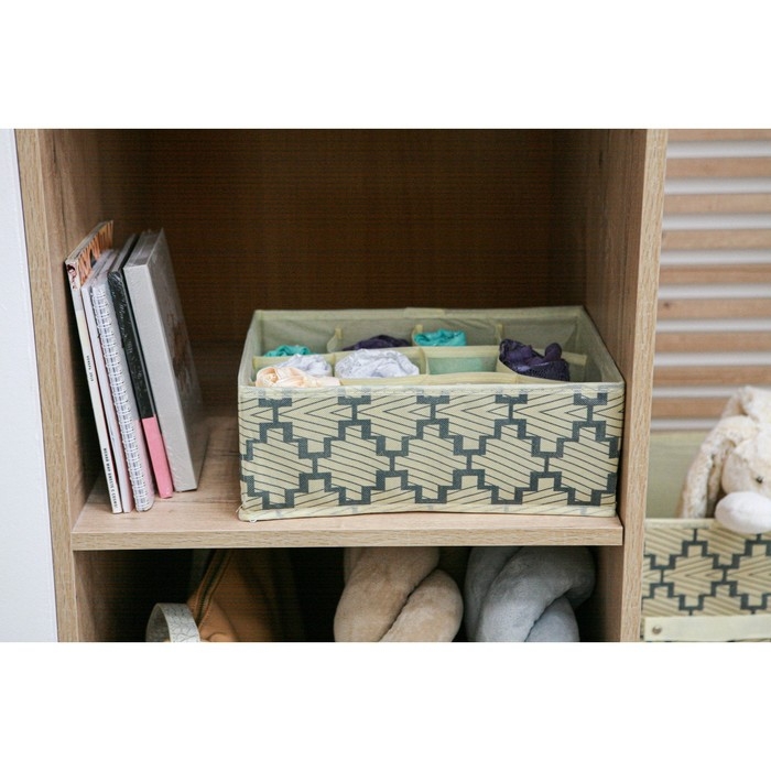 Органайзер для хранения белья Доляна «Гэтс», 12 ячеек, 32×24×12 см, цвет бежевый Органайзер для хранения белья Доляна «Гэтс», 12 ячеек, 32×24×12 см, цвет бежевый