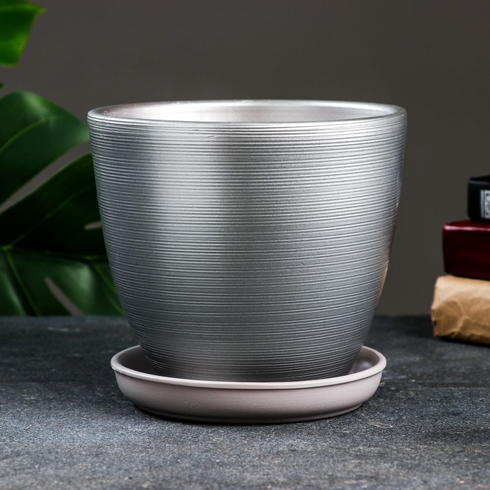 Горшок цветочный Горшок цветочный "Амелия" серый, 2,4 л